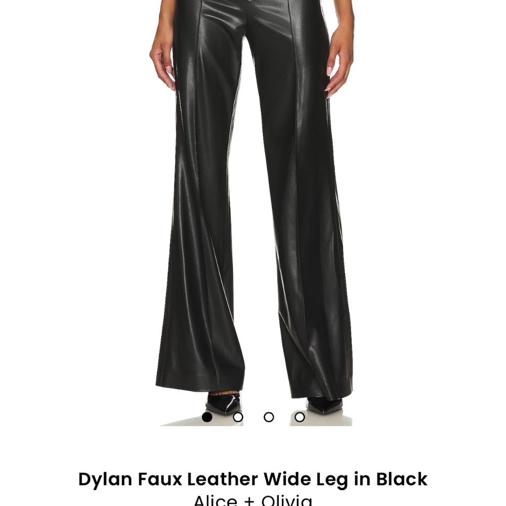 Alice + Olivia Black Wide Leg Pants Faux Leather